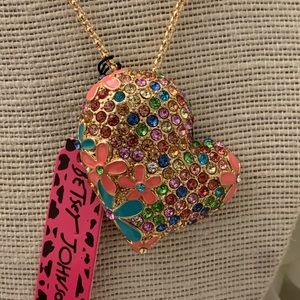 Betsey Johnson Necklace with Colorful Heart Charm